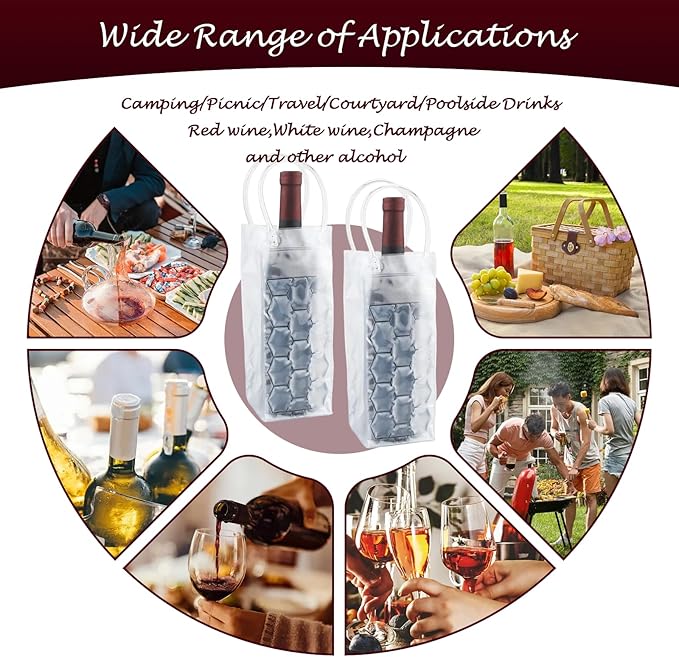 Ice Wine Bag, Beer Cooler, Wine Refrigerator, Wine Bottle Cooler, Portable Folding Transparent Beer Bag, Suitable for Champagne or White Wine, Chilled Beer, Parties, Wine Cooling Bucket