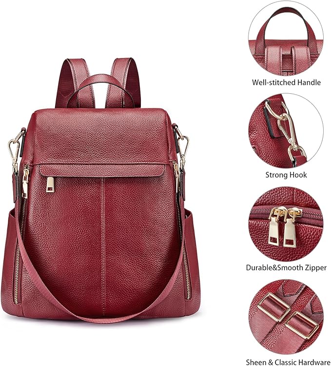Kattee Women's Anti-Theft Backpack Purse Genuine Leather Shoulder Bag Fashion Ladies Satchel Bags