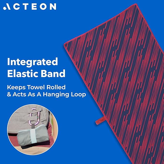 Acteon Large Microfiber Beach Towel, 64" x 30" Quick Dry Odor-Free Technology, Men & Women Fast Drying Absorbent Swim Towels for Swimmers, Sand, Pool, Travel, Hiking, Gym, Camping, Bath