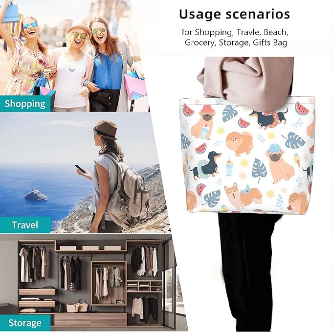Tote Bag for Women Large Beach Bag Reusable Grocery Bags Handbag for Travel Shopping