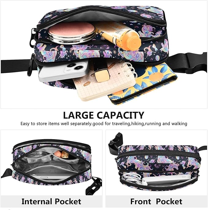 Gradient Unicorns Fanny Pack for Women Men Water Resistant Fashion Waist Packs with Adjustable Strap Belt Bag for Travel Workout Jogging Hiking 21219337