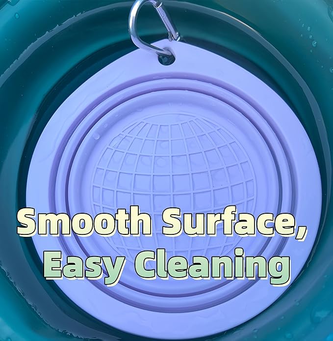 Portable Collapsible Pet Bowl - Food Grade TPR/Silicone, Foldable Dog Cat Travel Bowl with Carabiner for Hiking Camping, Easy Clean & Lightweight (Purple)
