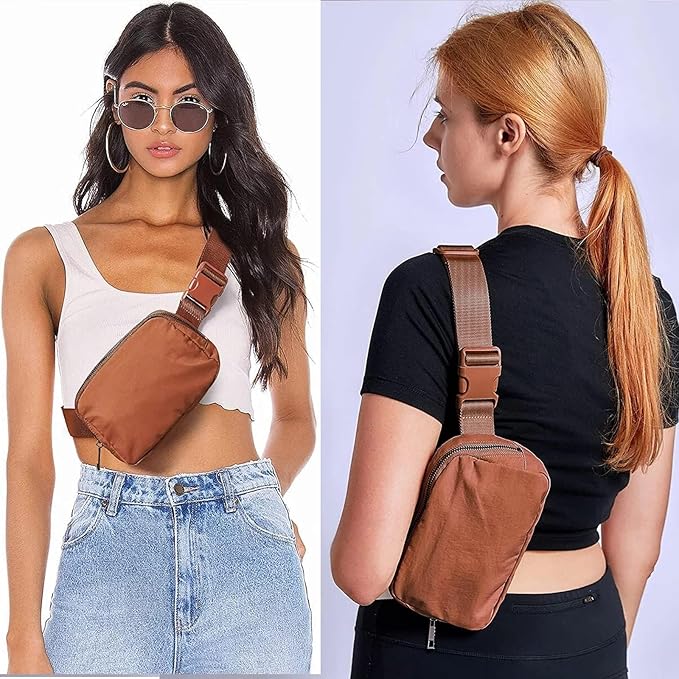Belt Bag for Women Fanny Pack Dupes, Fashion Crossbody Waist Pack Bag with Adjustable Strap, Everywhere Belt Bag for Travel Outdoors Running Hiking（Brown）