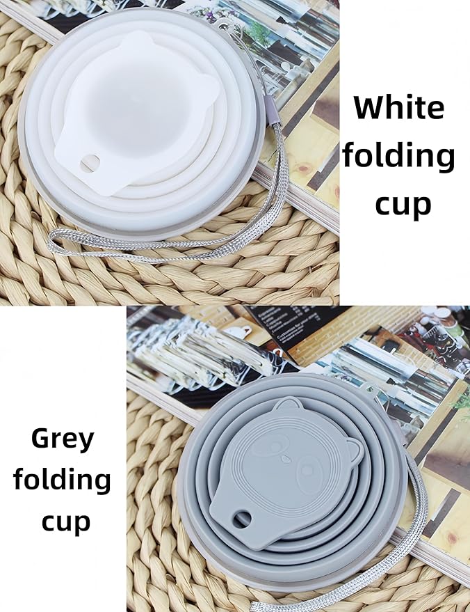 2 Pack Silicone Collapsible Cups, Small Reusable Drinking Cup Portable Cup with Lids for Camping/Travel/Outdoor Hiking