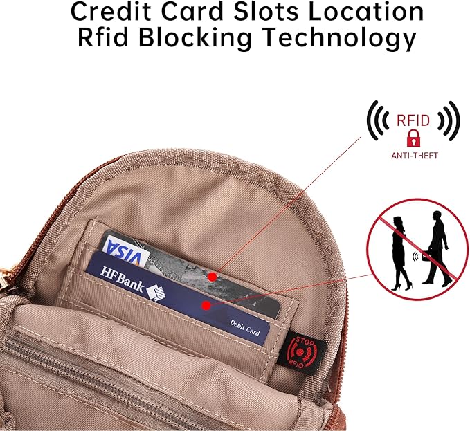 MHCNLL Small Sling Bag RFID Crossbody Purse for Women - Anti Theft Fanny Pack Chest Bag for Travel
