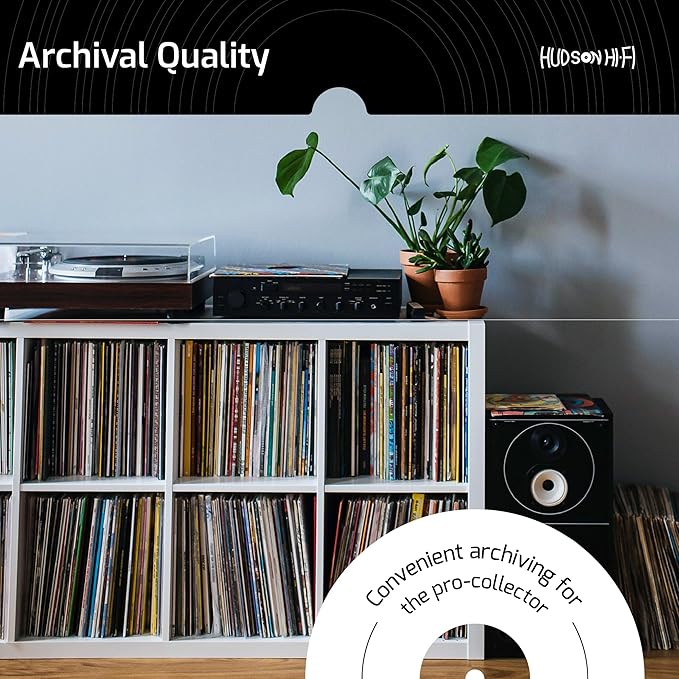 Hudson Hi-Fi Anti-Static Vinyl Record Sleeves - Durable Clear Disc Sleeves- Protect Your LP Albums from Scratches, Dust & Dirt - Acid-Free Rice Paper Disc Covers, 250x Outer Sleeves