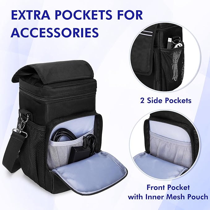Carrying Case Compatible with Owl Labs Meeting Owl 3, 4, Pro, Original, Meeting Camera Travel Storage Bag with Multiple Pockets for Accessories, with Shoulder Strap, Shock-absorbing Foam, Black