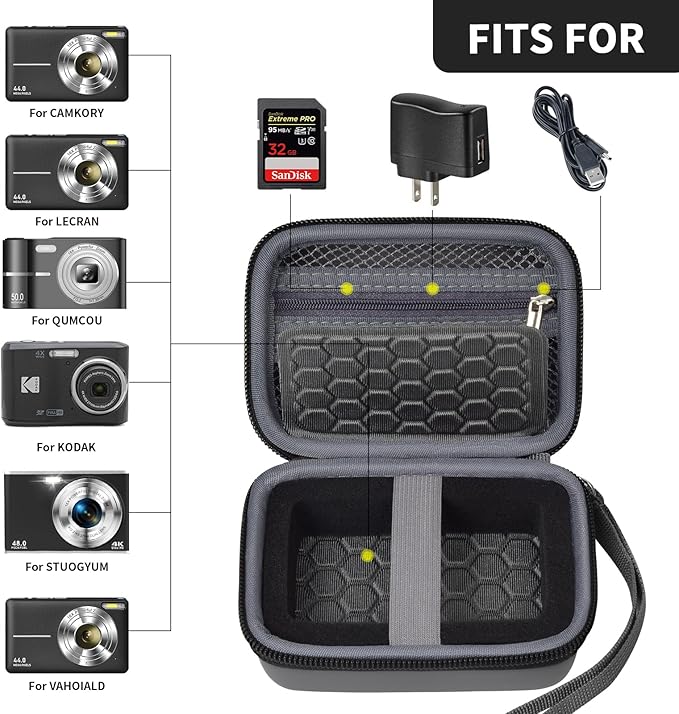 Comecase Carrying & Protective Case for Digital Camera, for CAMKORY/for Kodak Pixpro/for Canon PowerShot ELPH 180/190 / for Sony DSCW800 DSCW830 Cameras for Travel - Dark Grey