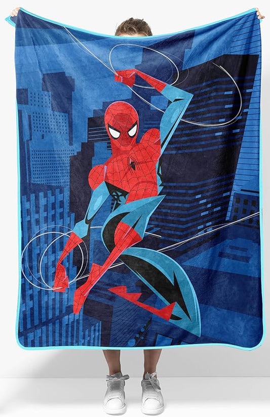 Sunny Side Up Kids Plush Throw Blanket – Children's Soft & Comfy Throw for Couch or Bed – Cozy Home Décor for Living Room & Bedroom, Blue - Spiderman, 40x50 - Travel Blanket