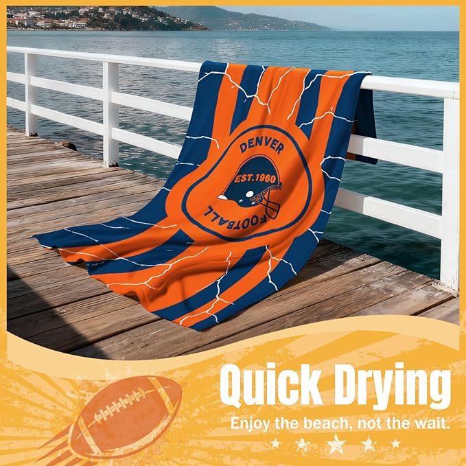 Football Fan Thin Lightweight Microfiber Beach Towel Themed Sand Free Oversized Quick Dry Towels Men Women Gear Team Dad Boyfriend Husband Him Xmas Father Day Gag Nice Gift