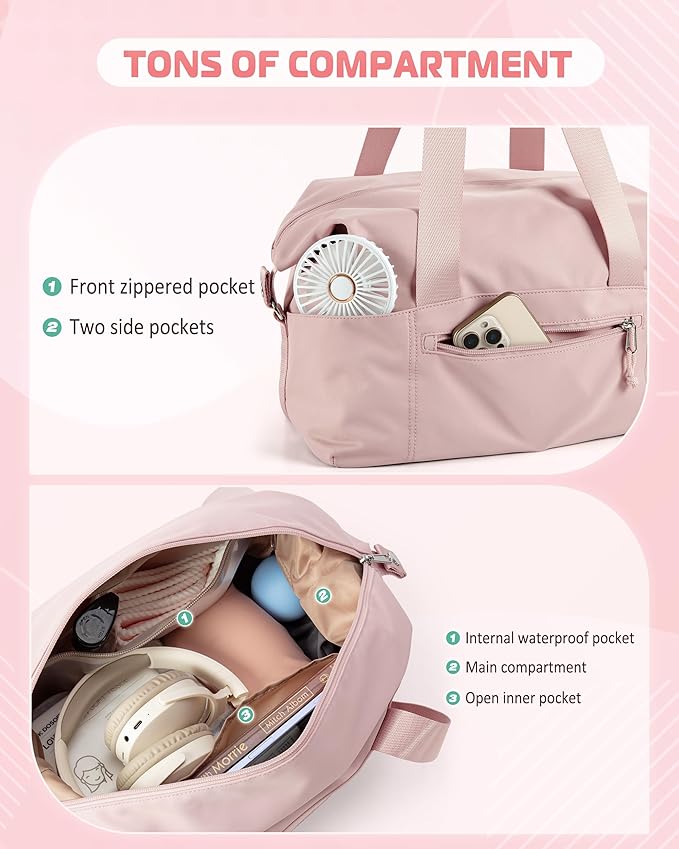 Smasrob Small Gym Bag with Yoga Mat Holder, Wet Pocket and a Separate Pouch, Small Gym Duffle Bag for Women with Detachable Crossbody Shoulder Strap