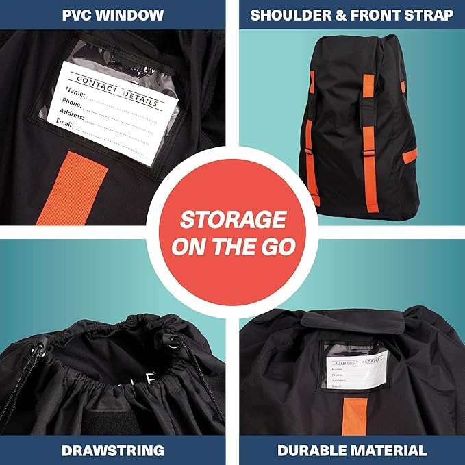 Bramble Extra Large Gate Check Stroller Bag for Airplane | 600D Oxford, Waterproof, Padded Adjustable Strap Single & Double Stroller Travel Bag for Airplane - Black
