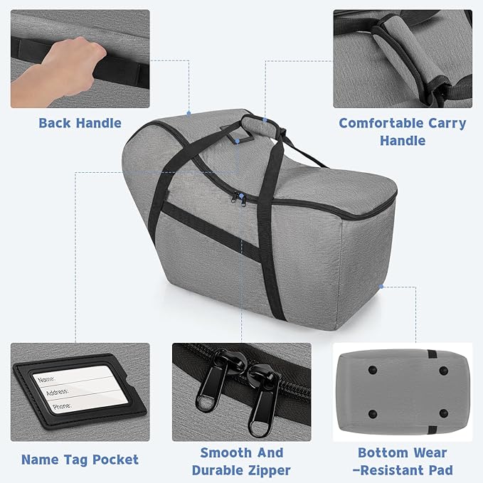 Padded Car Seat Bag Compatible with most Nuna Pipa car seats, UPPAbaby MESA V2 without Base & Chicco KeyFit 30 and base, Car Seat Travel Bag for airplanes