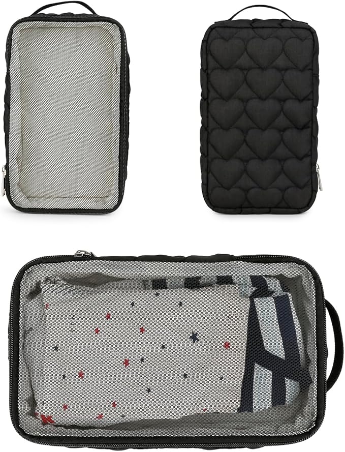 MOMIGO Baby Diaper Bag Organizer Pouches - 2 Pack Waterproof Pod Hanging Diaper Bag Mesh Bag Reusable, Washable or Baby Cloth Diapers (Black)