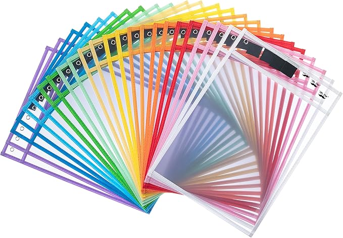 Mr. Pen- Dry Erase Pocket Sleeves, 10 x 14 Inch, 24 Pack, Colorful Dry Erase Sleeves Bulk