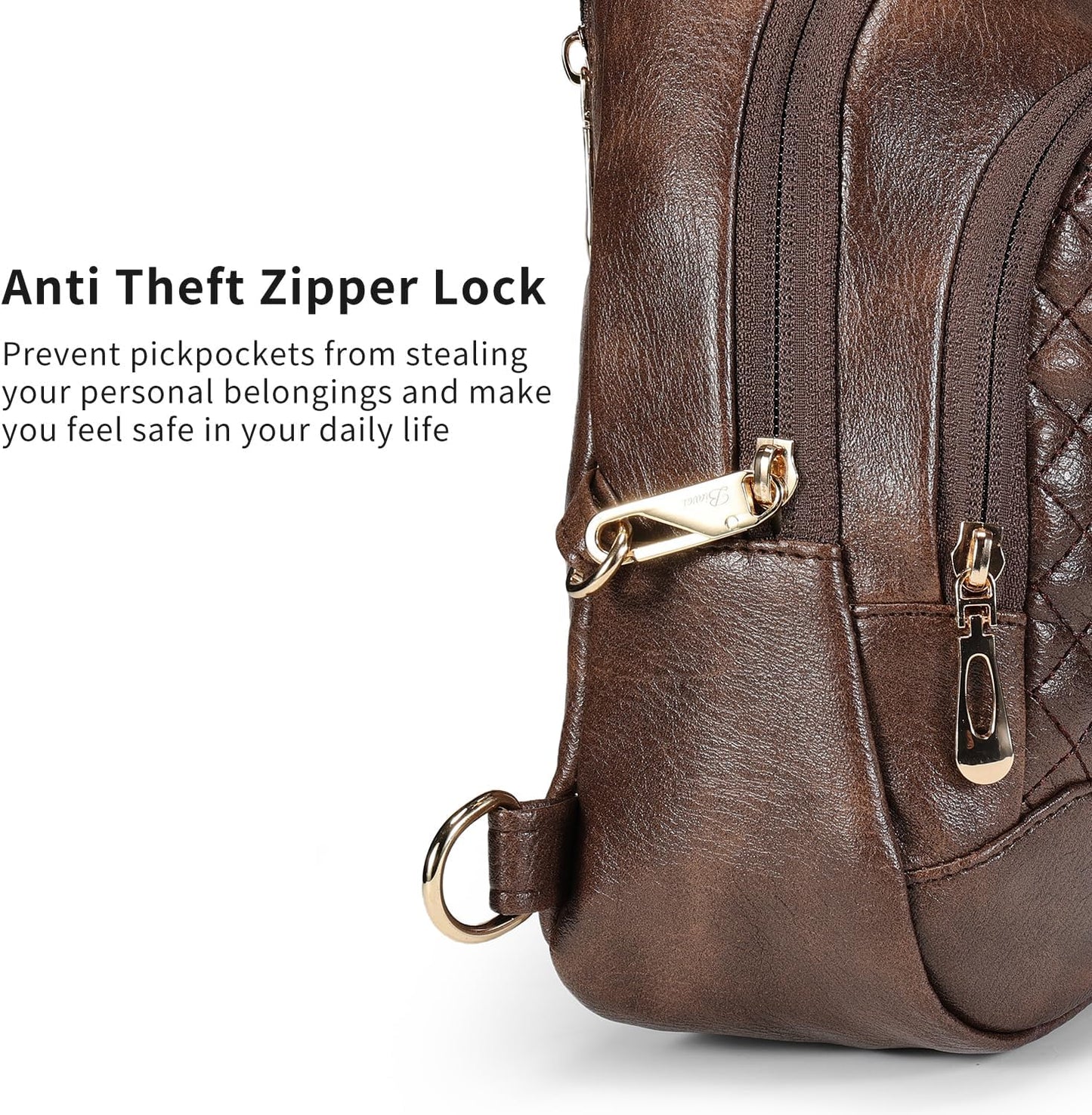 Crossbody Bags for Women Anti Theft Small Sling Handbag with Zipper Lock Vegan Leather RFID Blocking Chest Pure