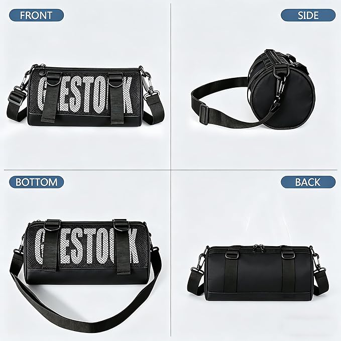 Geestock Mini Gym Bag for Women Men – Lightweight Compact 9'' Crossbody Duffel Bag with Adjustable Strap, Portable Small Gym Bag for Yoga, Workout, Travel, Black