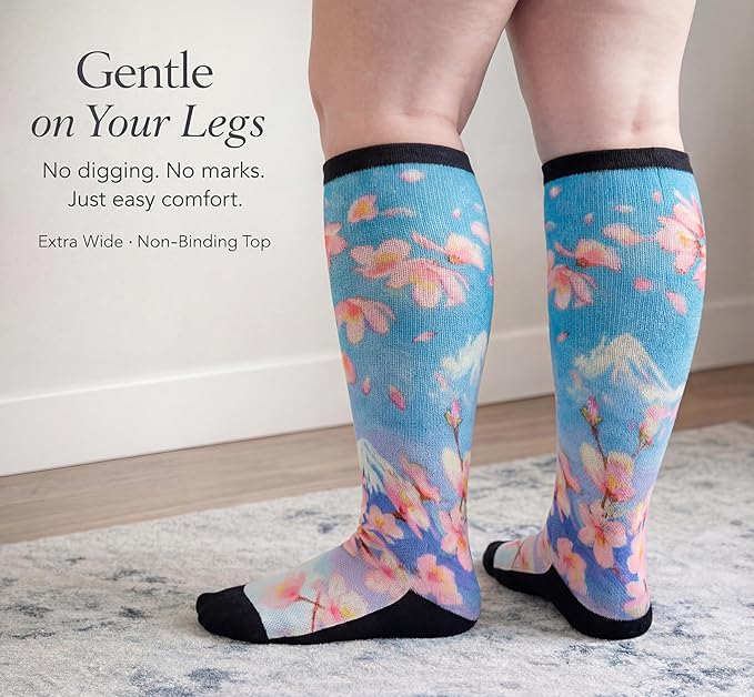 Extra Wide Diabetic Socks for Swollen Feet Men Women Non Binding Soft Stretch Colorful Design