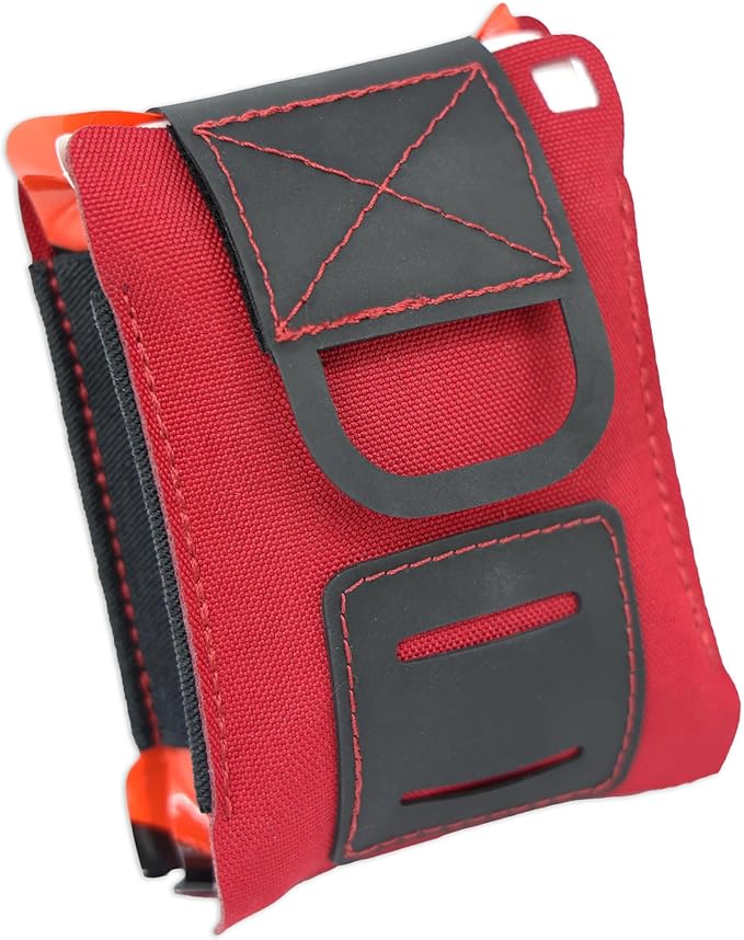 Lightning X LXPBW Wallet Trauma Kit – Slim EDC Pocket First Aid for Bleeding Control - RED Fully Stocked Kit