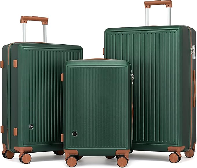 Luggage Sets with Spinner Wheels, 3 Piece Suitcase Set for Women,Hardside Luggage set Clearance with TSA Lock,Hard Shell Rolling suitcase,Hard Case for Travel(Green, 3PCS Set)