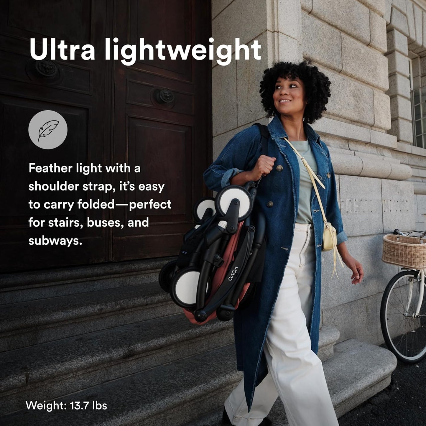 Stokke YOYO3 Stroller from 6 Months - Includes Black Frame/Ginger Seat Cushion + Canopy - Folds in & Out in a Flash - Light & Compact - Carry-On Compatible