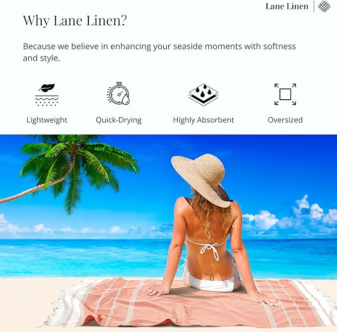 LANE LINEN Turkish Beach Towel, Oversized Beach Towel 39"x71", Lightweight Beach Essentials for Women, Large Pool Towel, Absorbent & Quick Dry, Sand Free Beach Towel - Bird of Paradise