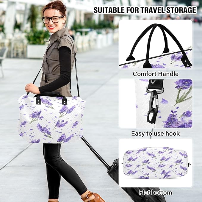 Lavender Flower Travel Duffle Bag Gym Yoga Carry on Bags for Men Women Weekender Bag