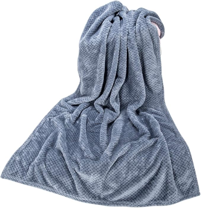 Fuzzy Throw Blanket, Plush Fleece Blankets for Adults, Toddler, Boys and Girls, Warm Soft Blankets and Throws for Bed, Couch, Sofa, Travel and Outdoor, Camping (40”×60”, Smoked Blue)
