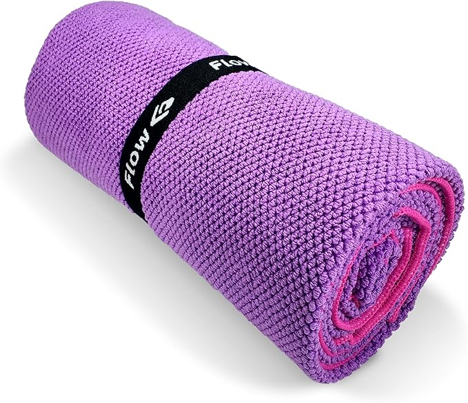 Flow Microfiber Quick Dry Swim Towel - Pool Towels for Competitive Swimming and Other Water Sports with Medium and Large Options Available (Purple, Medium (47” x 20”))