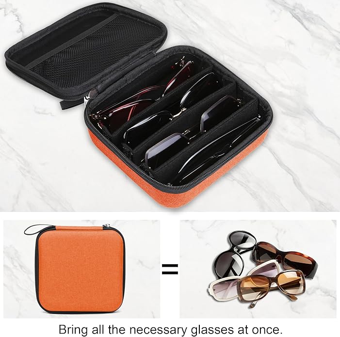 Bukere Travel Sunglasses Organizer Case Adjustable Slot For Multiple Eyeglasses Hard-shell Portable Storage Box for Men Women