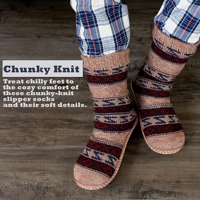 Cozylook Mens Slipper Socks Fleece Lined Non-slip Soles, Winter Soft Thick Cozy Home Boots, Warm Fuzzy House Shoes Indoor
