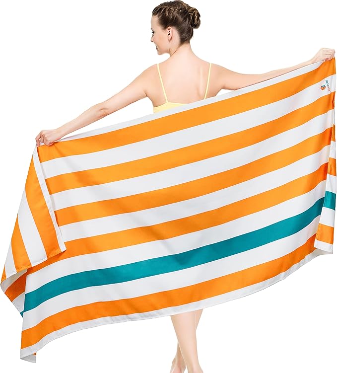SUN CUBE Microfiber Beach Towel, Quick Dry Sand Free Beach Towel, Lightweight Compact Travel Swim Towel for Pool, Camping, Sand Resistant Packable Adult Towel - Orange 60x30 Inches