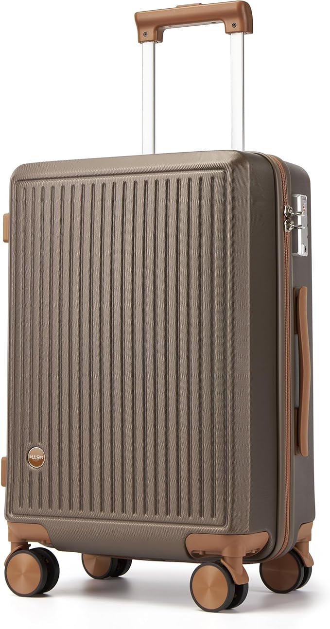Carry on Luggage with Spinner Wheels, 22x14x9 Airline Approved Carry-on Suitcase, Small Hardside Luggage with TSA Lock,Hard Shell Suitcase,Hard Case for Travel (Coffee, 20-Inch)