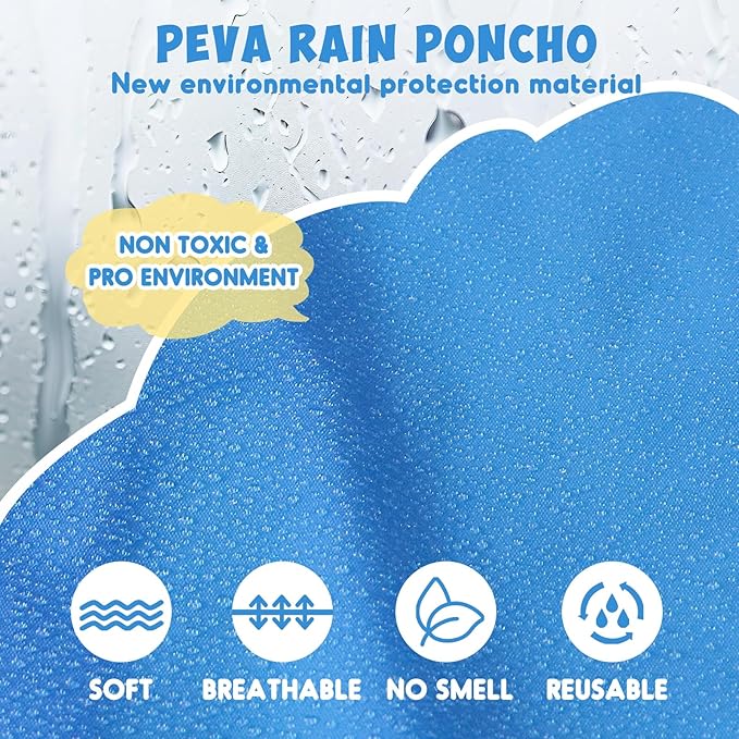 ANYOO Kids Rain Poncho with Hood Lightweight Emergency Raincoat Reusable Boys and Girls Rain Jacket for Disney Travel Outdoor