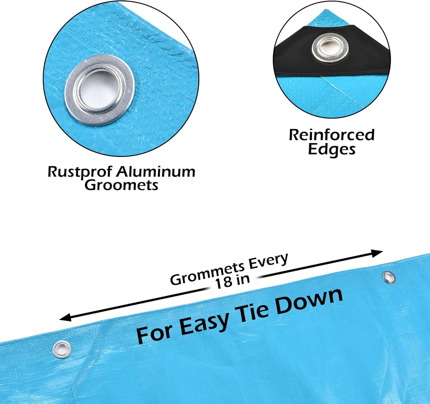 Tarps Heavy Duty Waterproof 10x12-12 mil Thick Camping Tent - Blue Tarp 10x12 UV Resistant, Rip & Tear Proof with Metal Grommets – Multipurpose Use for Camping, Tent, Boat, RV, Car, & Pool Cover