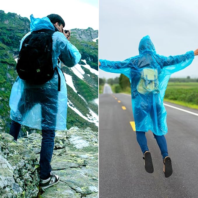 Disposable Rain Ponchos for Kids,Rain Ponchos Family Pack,Clear Kids Ponchos,Individually Wrapped.