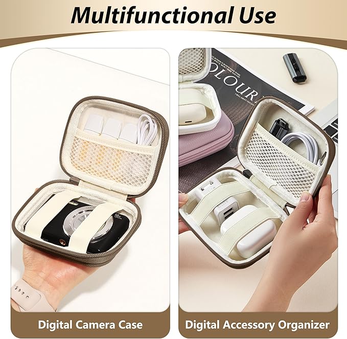 Digital Camera Case for CAMKORY, KODAK PIXPRO FZ45/FZ55, Canon IXUS 285 HS, Lecran, Small Travel Compact Camera Holder with Mesh Pocket for Accessories SD Card (Brown)