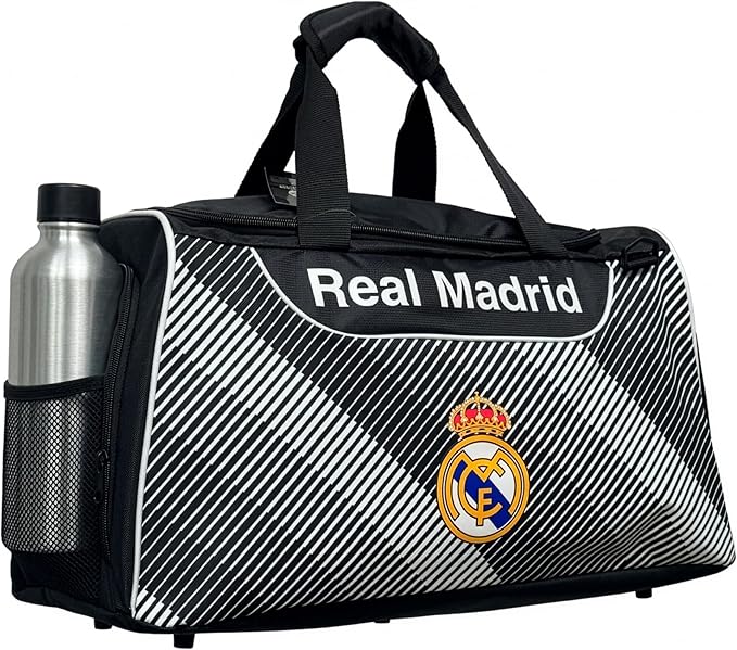 Real Madrid Soccer/Football Travel Duffle Bag – Black & White Sports Gym Bag