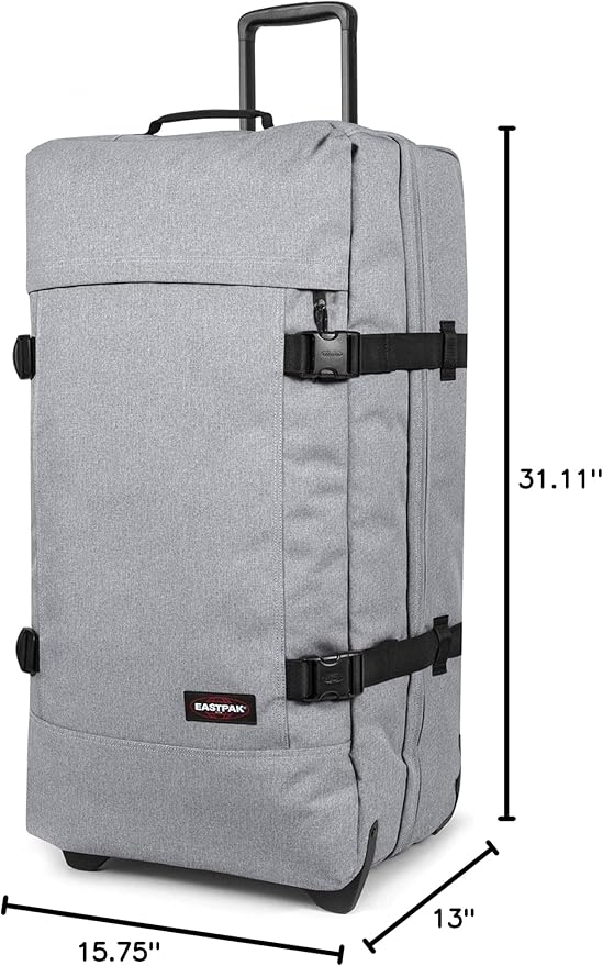 Eastpak Tranverz L – 121L Large Wheeled Luggage with Dual Compartments, TSA Lock, Compression Straps & Smooth-Wheeling System, Sunday Grey