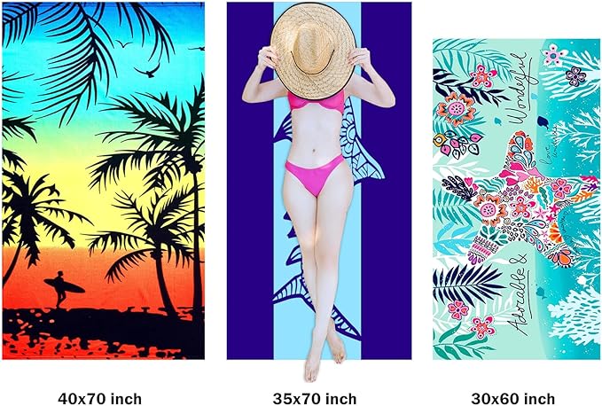 cabanana Sand Resistant Beach Towel - Quick Dry Microfiber Beach Towel 60x30 Inches Sandproof Pool Towels, Thin Lightweight Compact for Travel Swimming Bath for Adults Women Men (Starfish)