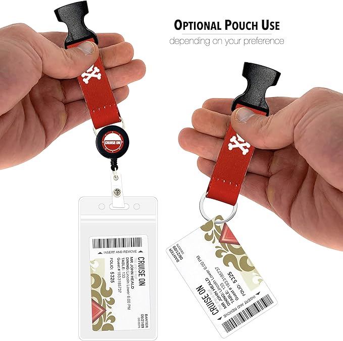 Cruise On Cruise Lanyard for Ship Cards – 2-Pack Retractable Badge & Waterproof Key Card Holder for Ship Cards – Cruise Essentials 2026-2027, Perfect for Travel & Vacation (Red Pirate)