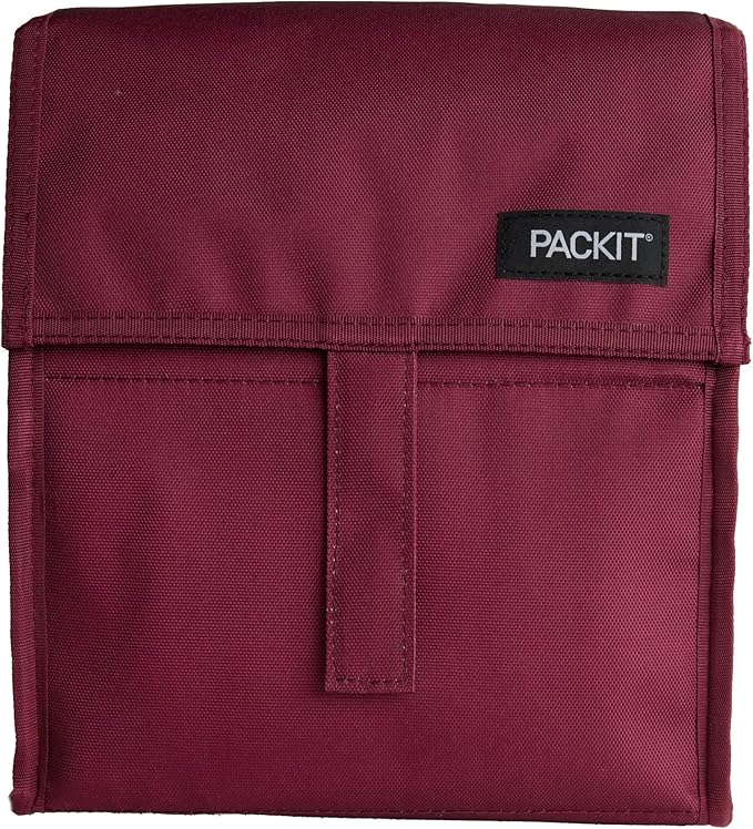 PackIt Freezable Lunch Bag, Ruby, Built with EcoFreeze Technology, Foldable, Reusable, Zip and Fold Closure with Buckle Handle, Designed for Work Lunches and Fresh Lunch On the Go