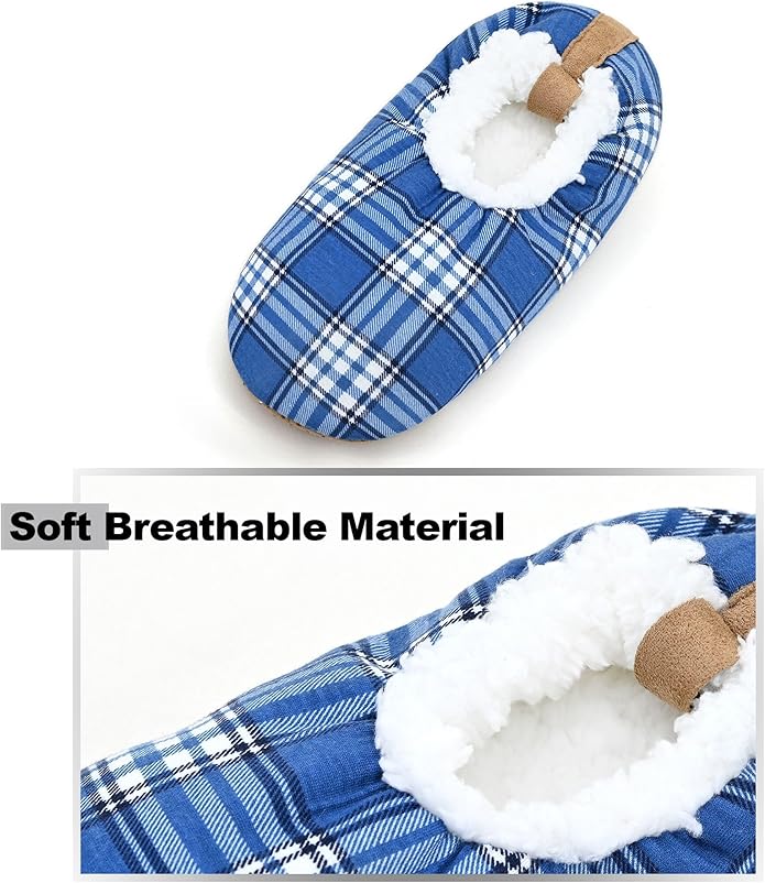 Keyela Mens Slipper Socks With Non Skid Bottoms, Warm Slipper Socks With Grippers For Men, Fuzzy House Slippers