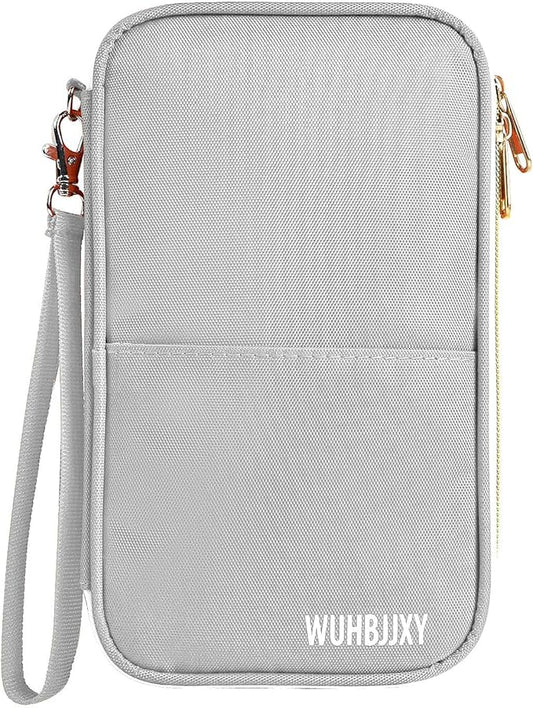 Multifunctional, Practical, RFID Family Passport Holder, Travel Wallet (gray), Travel document Organizer, Passport Bag, Three-layer Design, Multiple Pockets，Big Storage