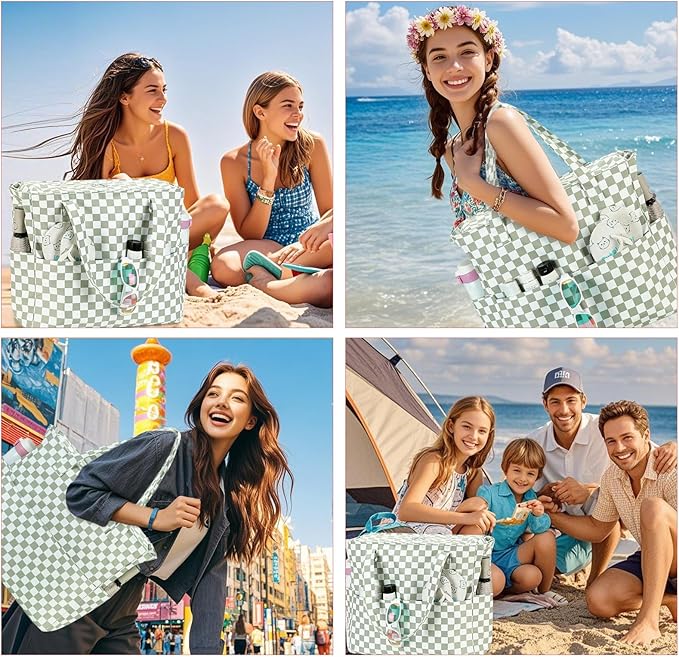 LEDAOU Beach Bag Waterproof Sandproof Women Beach Tote Pool Bag with Zipper for Swim Gym Grocery Travel with Wet Pocket | Sandproof, with Zipper, for Gym, Grocery, Travel, with Wet Pocket