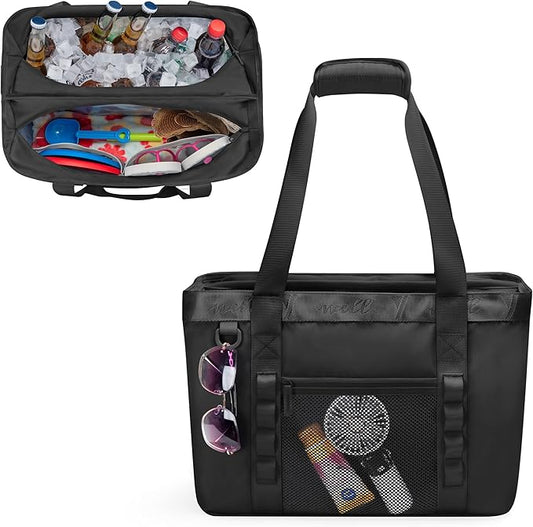 Yarwo Beach Bag for Women, Sandproof Swim Tote Bag with Cooler Compartment and Wet & Dry Pockets for Pool Cruise Vacation