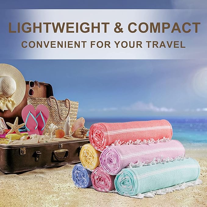 4 Packs Turkish Beach Towel Pool Swim Towels Soft Extra Large Sand Free Quick Dry Lightweight Travel Carnival Cruise Ship Essentials Accessories Camping Must Haves Packing List Clearance Oversized