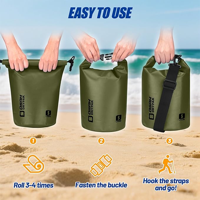 Waterproof Dry Bag, 5L/10L/20L/30L/40L Roll Top Lightweight Storage Backpack with Phone Case for Women & Men, Floating Waterproof Sack for Travel, Swimming, Kayaking, Paddle Board, Camping & Beach