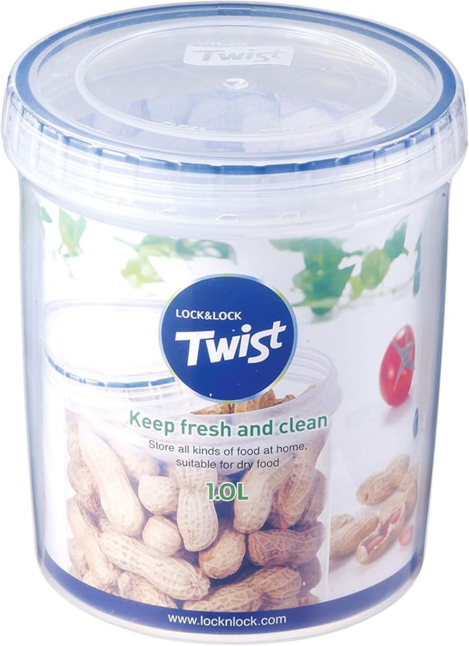 LocknLock Easy Essentials Twist Food Storage lids/Airtight containers, BPA Free, Tall-30.4oz Clear (Pack of 2)