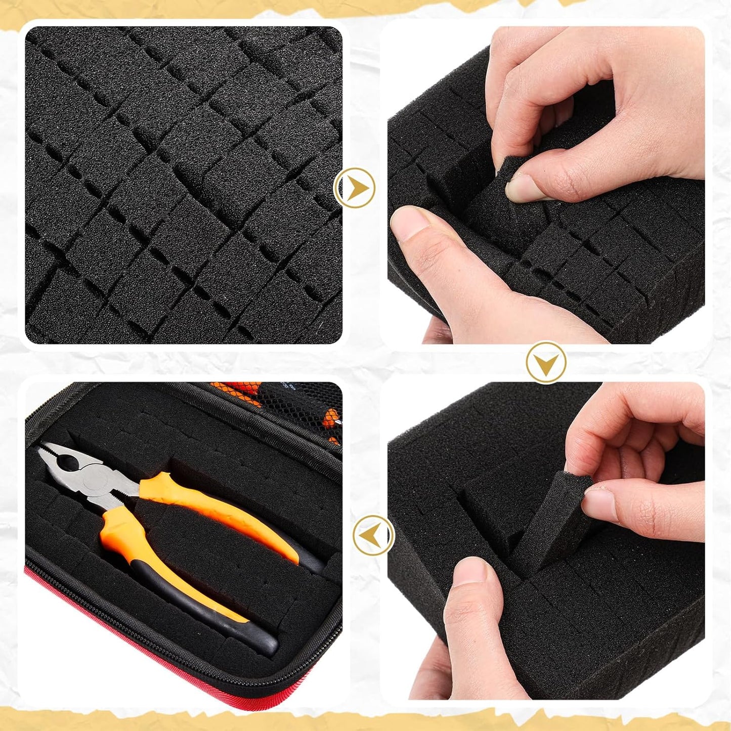 EVA Hard Case with Customizable Foam Protective EVA Carrying Case Shockproof Outdoor for Camera, Digital Products, Electronic Instruments with Knife(Red,12.6 x 12.2 x 3.5 Inch)